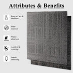 20" X 20" Carpet Tiles, Carpet Squares, 24 Tiles/64.5 Sq.Ft per Box, Floor Carpet Tiles for Home Office Industry, Geometric-Light Grey