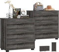 Aheaplus Closet Drawers Set of 2, Wood Closet Organizers and Storage with 3 Drawers, Closet Drawers Organizer System, Nightstands Bedside End Table with 3 Drawers Storage for Bedroom, Black Oak