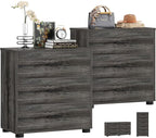 Aheaplus Closet Drawers Set of 2, Wood Closet Organizers and Storage with 3 Drawers, Closet Drawers Organizer System, Nightstands Bedside End Table with 3 Drawers Storage for Bedroom, Black Oak