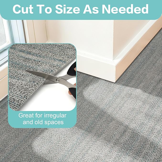 jxgzyy 20 x 20 Carpet Tiles Reusable, 16 Tiles, 0.31" Thick Carpet Squares with Padding, Easy DIY Installation, Seamless Appearance for Bedroom Living Room(43.1 sqft/Box)