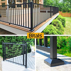 1.5"x1.5"（Actual: 1.5"x1.5"） Deck Post Base Cover Decorative Post Base Trim Skirt Black Aluminum 4Pack