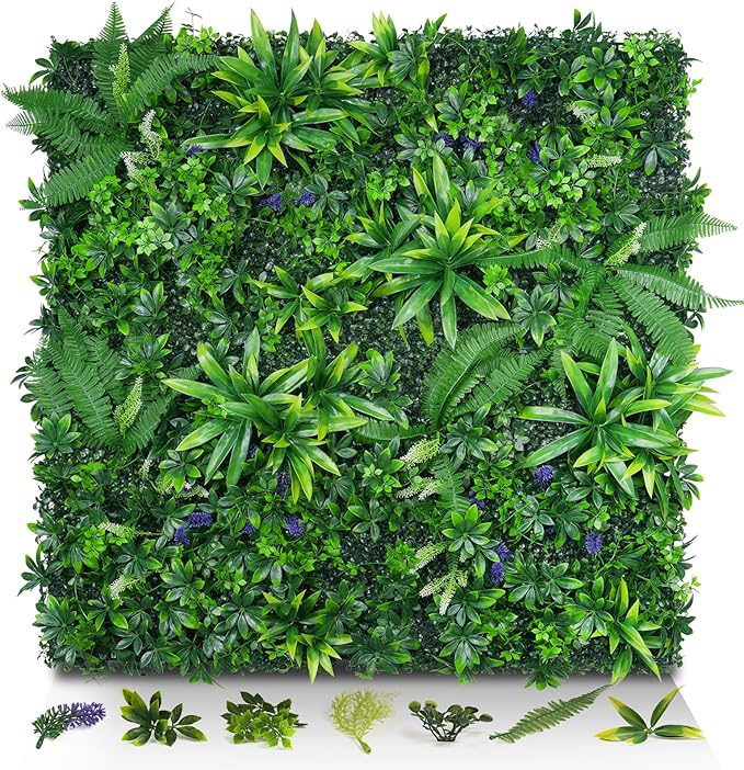 Artificial Grass Wall Panels, 20"x20" 6pcs Hedge Grass Backdrop, UV-Anti Fake Greenery Plant Boxwood Panels, Green Wall Decor for Outdoor Indoor Patio Garden Backyard
