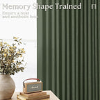 Thick Linen Olive Green Curtains 96 Inches Long for Living Room Bedroom Aesthetic Pinch Pleated Drapes with Hooks Rings Back Tab Light Filtering Ceiling Floor Custom Made Memory Trained Curtain Loden