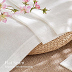 NICETOWN Natural Linen Cream Curtains for Bedroom, Pleat Tab Privacy Added Curtains & Drapes with Light Filtering Window Treatments for Living Room/Farmhouse, W52 x L95, 2 Panels