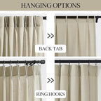Vision Home Sand Pinch Pleated Semi Sheer Curtains Textured Linen Blended Light Filtering Window Curtains 90 inch for Living Room Bedroom Pinch Pleat Drapes with Hooks 2 Panels 40" Wx90 L,Camel Beige