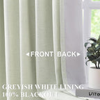 Vision Home Soft Green Pinch Pleated Full Blackout Curtains Linen Blended Room Darkening Window Curtains 120 inch for Living Room Bedroom Thermal Insulated Pinch Pleat Drapes with Hooks 60" Wx120 Lx1