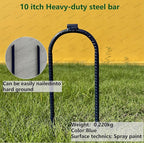 Moonmama Ground Stakes Steel Rebar Stakes Tents Nails Heavy Duty Garden Stake Ground Anchor Pegs U Shaped Metal Fences Stake for Trampolines Camping Canopies Sheds Swing Sets, 10inch 4ge (4)