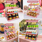 CozyNova 3 tier candy display - Snack holder with snack holder - Multi-functional counter snack and chip holder for stores - Cupcake display stand (Pink)