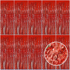 Red Tinsel Foil Fringe Curtains Wavy Backdrop for Parties Sparkle Metallic Wavy Foil Fringe Backdrop Curtain for Party Decorations Photo Booth Props Birthday Graduation Wedding Valentines Decor