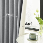 DUALIFE 96 Inch Long Blackout Curtains - Extra Wide Thermal Insulated Sun Block Out Bedroom Linen Curtains 8 ft Window Covering Back Tab Rod Pocket Drapes for Hall Living Room W84 x L96,2 Pcs, Grey