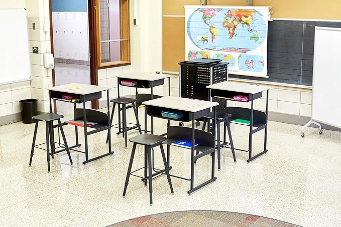 Safco Scoot Multi-Purpose Rolling Lectern with Adjustable Shelving, Wire Storage, Mobile on 4 Casters, Durable Steel Construction, Black
