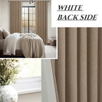RustBrown Black Out 92 Inch Long Boho Curtains 2 Panel Set, Farmhouse Curtains for Living Room Darkening/Thermal/Noise Reduction Textured Flax Linen Drape Hook&Ring Included Chocolate 50"x92"