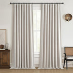 100% Blackout Elegant Curtains 95 Inch 2 Panel Set for Living Room/Sunroom Thermal Insulated Custom Curtains for Windows Boho Farmhouse Drapes Office(Ivory Cream/Off White)Hook Belt Pleated/Back Tab