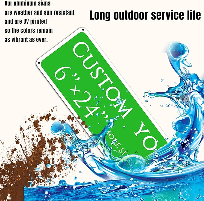 Custom Sign, custom street sign，Aluminum Weatherproof Metal Sign Multiple Sizes, Customize for street, Business, Workplace, office, Home, festival,Delivery Signs(6 * 24 Inch)