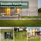 15 Panels Decorative Garden Fence with Gate, 32 in(H) X 35.4 ft(L) No Dig Dog Fence Animal Barrier Outdoor for Yard, Rustproof Metal Garden Edging and Borders, Temporary Fencing Stakes
