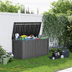 180 Gallon Resin Deck Box, Lockable Patio Outdoor Storage Box for Furniture, Garden Tools and Tools Storage, Waterproof Outside Storage Boxes - Black
