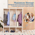 ECR4Kids Streamline 3-Section Toddler Coat Locker with Bench, Kids Furniture, White Wash