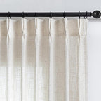 MYSKY HOME Linen Curtains for Living Room, Natural Semi Sheer Curtains & Drapes 84 Inches Length 2 Panels Set Pinch Pleated Farmhouse Country Boho Style Back Tab Draperies for Sliding Door, 40" Wide