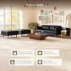 POLY & BARK Napa 88.5" Leather Sofa – Full-Grain Italian-Tanned Aniline Leather, Feather-Down Comfort, Solid Wood Frame, Walnut Legs, Onyx Black