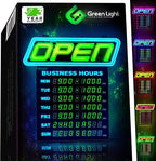 Super‑Bright LED Open Sign with Business Hours – Programmable App, 1000s of Color Combos, Neon Flash/Scroll Modes, Energy-Efficient Indoor Wall-Mount (15×16.5 in)