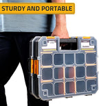 CANOPUS Craft Organizer, Set of 2 Interlocking Cases with Adjustable Compartments, Briefcase-Type Hardware & Parts Organizer, Toolbox Set for Bolts, Nails, Screws, and Other Small Parts