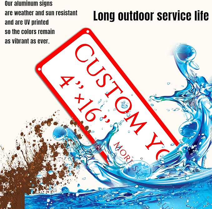 Custom Sign,street signs customized，Reflective,Aluminum Weatherproof Metal Sign Multiple Sizes, Customize for Street, Business, Workplace, office, Home, Delivery Signs(4 * 16 Inch)