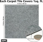 30Pcs Carpet Tiles Peel and Stick, Self Adhesive Carpet Floor Tile 12” x 12”, Light Grey Soft Padded Flooring Sticker, Home Decor for Bedroom Living Room Office, 30 sq ft per Box