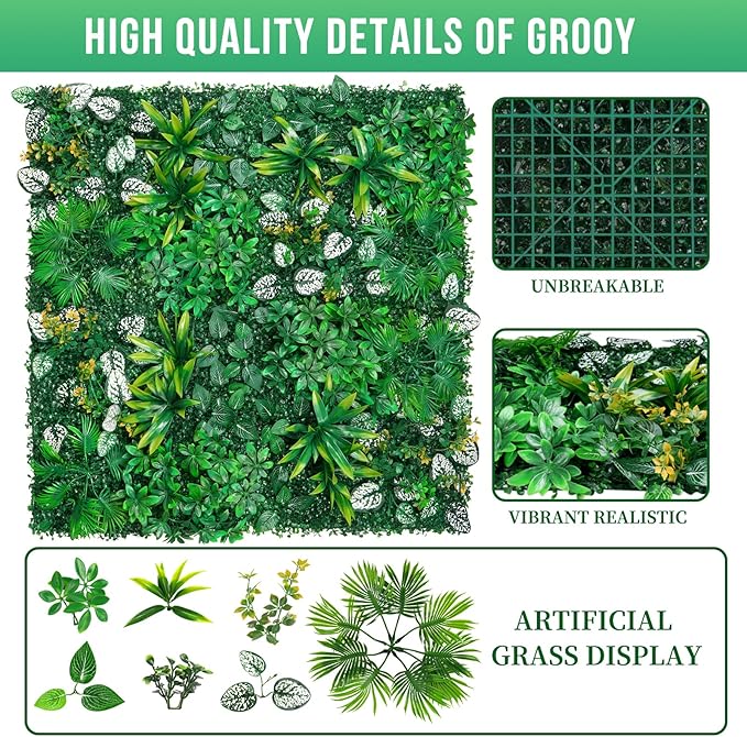 Artificial Hedge Grass Wall, Boxwood Panels 20"x20"(16pcs), Greenery Wall Backdrop, UV Protected Privacy Fence Screen, Green Wall Decor for Outdoor Indoor Wedding Décor