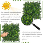 Artificial Grass Wall Panel,10"x 10"(16P) 4-Layer Leaf UV-Anti Greenery Faux Boxwood for Indoor,Outdoor Patio Balcony Privacy & Ivy Fence Covering Privacy, Garden, Backyard Wall Backdrop Decor