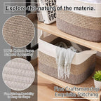 OIAHOMY Woven Storage Basket, Cotton Rope Baskets for Toys,Towel, Clothes, Used to Bathroom,Living Room,Nursery,Bedroom, 16"x12"x10"- Pack of 3, Gradient Dark Brown
