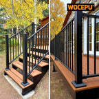 4pcs 3"x3" (Actual: 3"x3") Aluminum Deck Post Base Cover, for Railings, Stairs, Patios, Porches, Split Deck Post Skirt (Black)