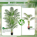 Artificial Palm Tree 7FT Faux Plants Indoor Tropical Fake Palm Tree Areca Floor Plant in White Pot with 18 Trunks & Real Bark Design, Faux Palm Plant for Outdoor Patio Home Room Office Decor