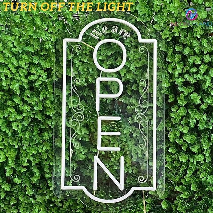 Vertical open sign Vertical Open Led Sign Neon Sign business window light vertical open signs for business (Multi color SUPER LARGE SIZE 40x22")