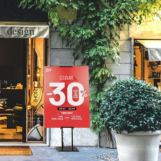 Display Stand Sign Holder,Heavy Duty Adjustable Pedestal Sign Stand Up to 75 inch,Double-Sided for Board & Foam Sign,Sign Stand with Base,Fit Wedding,Restaurant or Business(Poster not Included)