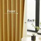 DUALIFE Full Blackout Yellow Curtains 63 Inch Long Linen Textured Curtains Thermal Insulated Heat Blocking Noise Reducing Vintage Drapes for Nursery Bedroom Rod Pocket&Back Tab 2 Panels 50W x 63L