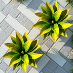 Fake Plants Artificial Agave Plants 13.8" Large UV Resistant Fake Agave Planters for Indoor and Outdoor Decorating Tropical Plant Succulents Greenery Indoor Decor (Yellow) 2Pack