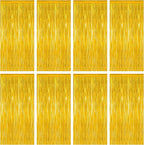 8 Pack 2025 Graduation Party Decorations, 3.28 FT x 7.05 FT Gold Backdrop, Metallic Graduation Photo Backdrop Grad Foil Curtains Party Streamer, Class of 2025 Decorations Grad Decor