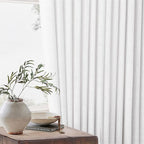 Extra Wide 108 Inch Long Curtains 70 Inch Wide Pinch Pleat Linen Curtains for Living Room Bedroom Light Filtering Privacy Pleated Drapes Hooks Rings Back Tab for Sliding Door White 1 Panel