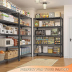REIBII 1653LBS Storage Shelves with Wheels,76.1" H Metal Shelving 5-Tire Adjustable Wire Shelving Pantry Shelves for Garage Shelving, Pantry, Kitchen, Closet, Commercial,15.7" D x 35.4" Wx76.1 H