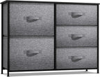 Sorbus Dresser with 5 Drawers - Chest Organizer Unit with Steel Frame Wood Top & Handle Easy Pull Fabric Bins for Clothes - Storage Furniture for Bedroom, Hallway, Living Room, Nursery & Closet