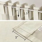 DUALIFE 90 Inch Blackout Cream Beige Curtains Boho, Thermal Insulated Curtains for Summer Heat for Bedroom Living Room Linen Pleated Drapes 90 Inches Long Rod Pocket(50W x 90L x 2 Panels)
