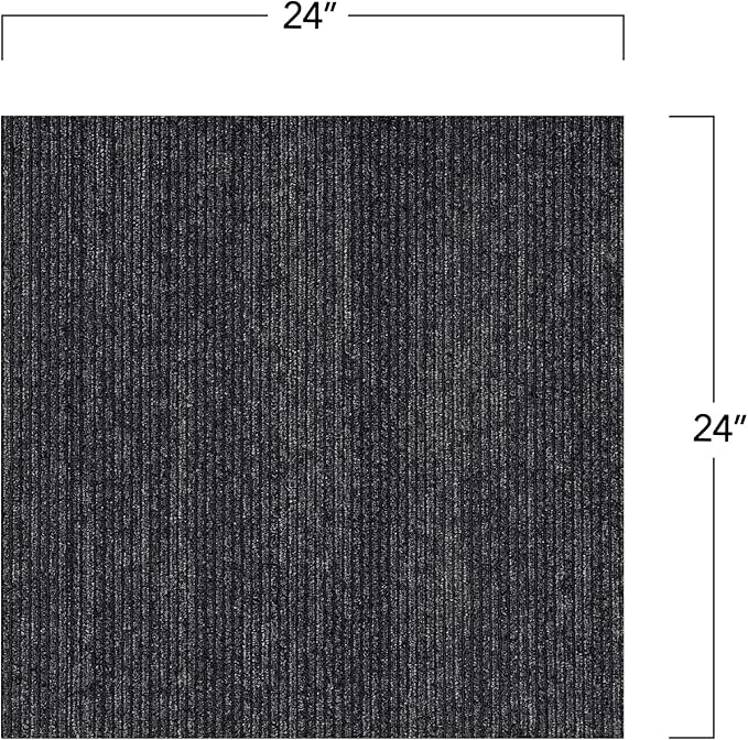 Mohawk Elite 24" x 24" Berber (Loop pile), 0.08" Pile Height, Carpet Tile, Nylon Fiber, Ebony Color, (24 Tiles), (96 sqft/carton)