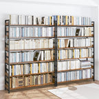 HCHQHS 6 Tier Bookshelf, Adjustable Industrial Bookcase, Vertical Tall Book Shelf, Wood and Black Metal Open Bookshelves for Home Office, Living Room, Bedroom