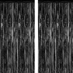 2 Pack 2025 Graduation Party Decorations, 3.28 FT x 7.05 FT Black Backdrop, Metallic Graduation Photo Backdrop Fringe Curtains Tinsel Backdrop Foil Streamer, Grad Party Supplies Photo Booth Props