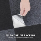 Carpet Tile 20 Pack 24” X 24” Self Adhesive Carpet Floor Tiles Anti-Slip Squares Peel and Stick Floor Tilel DIY Installation for Bedroom(Dark Grey)