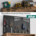 EVERHANGER Metal Pegboard Panels 24" x 12", Heavy Duty Steel Peg Boards for Garage, Pegboard Wall Organizer for Tool Storage and Organization, Black, 3 Pack