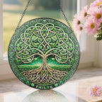 Stained Glass Window Hanging, Pauyadu Tree of Life Sun Catchers, Stained Glass Suncatcher, Tree of Life Decor Gifts for Women, Men, Wife, Lovers, Couple and Friend - 8 Inch