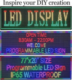 P10 Large Programmable LED Scrolling Sign 77”X20”, Bright Outdoor Digital Signs Waterproof, Full Color Led Open Signs for Business Advertising, Restaurant, School, Commerce, WiFi Control Electronic Message Display Board