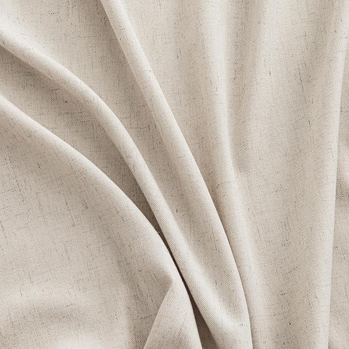 MIULEE Non-See-Through Privacy Linen Curtains 2 Panels, Light Filtering Window Curtains Farnhouse Textured Back Tab Semi Sheer Drapes for Bedroom Living Room, 52 x 108 Inches Long, Linen