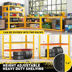 REIBII Garage Shelving Load 3000LBS, 5-Tier Storage Shelves, Adjustable Heavy Duty Metal Shelving Unit for Pantry, Basement, Warehouse, 72" H x 36" W x 16" D